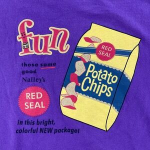 Vintage Potato Chips Ad Tina Mens Medium Purple T-Shirt Graphic Side Slit Korea